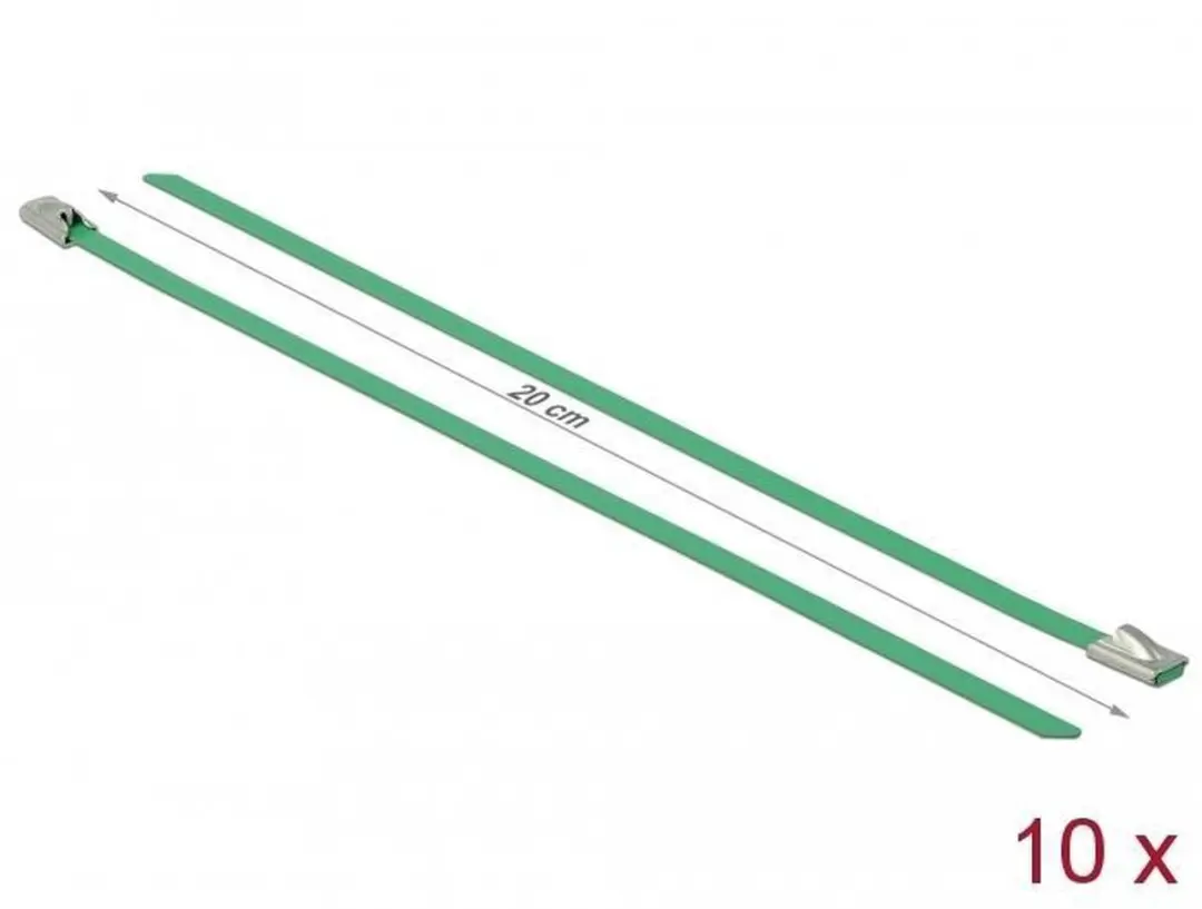 Delock Roestvrijstalen Kabelbinders 200x4.6mm - Groen - 10 Stuks