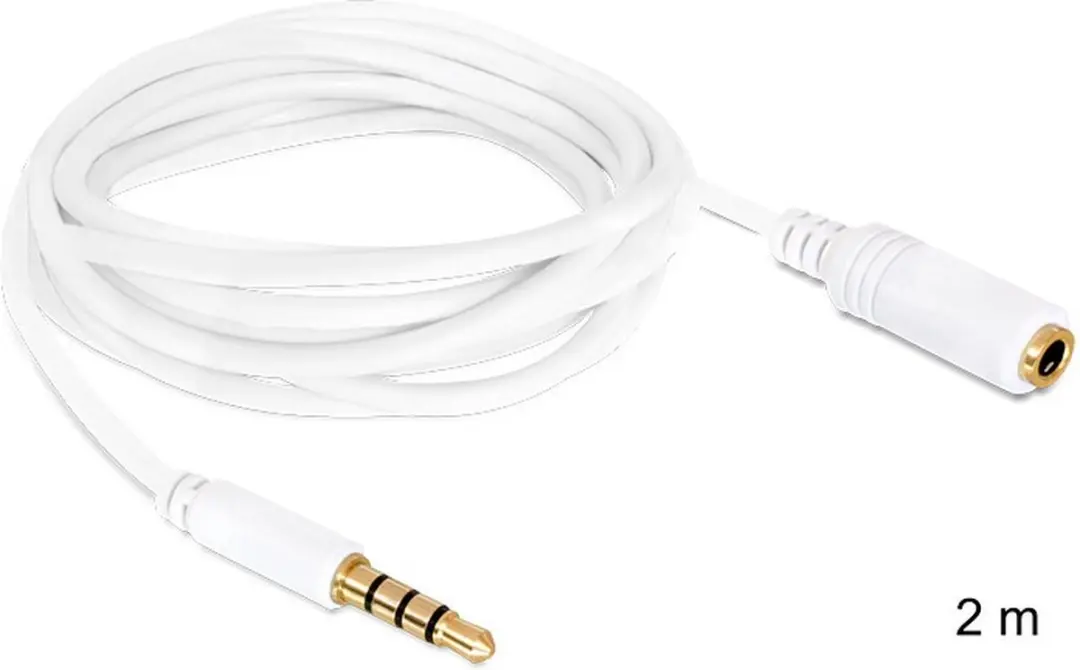 Delock 3,5mm Jack 4-polig Verlengkabel AWG24 - 2m - Wit