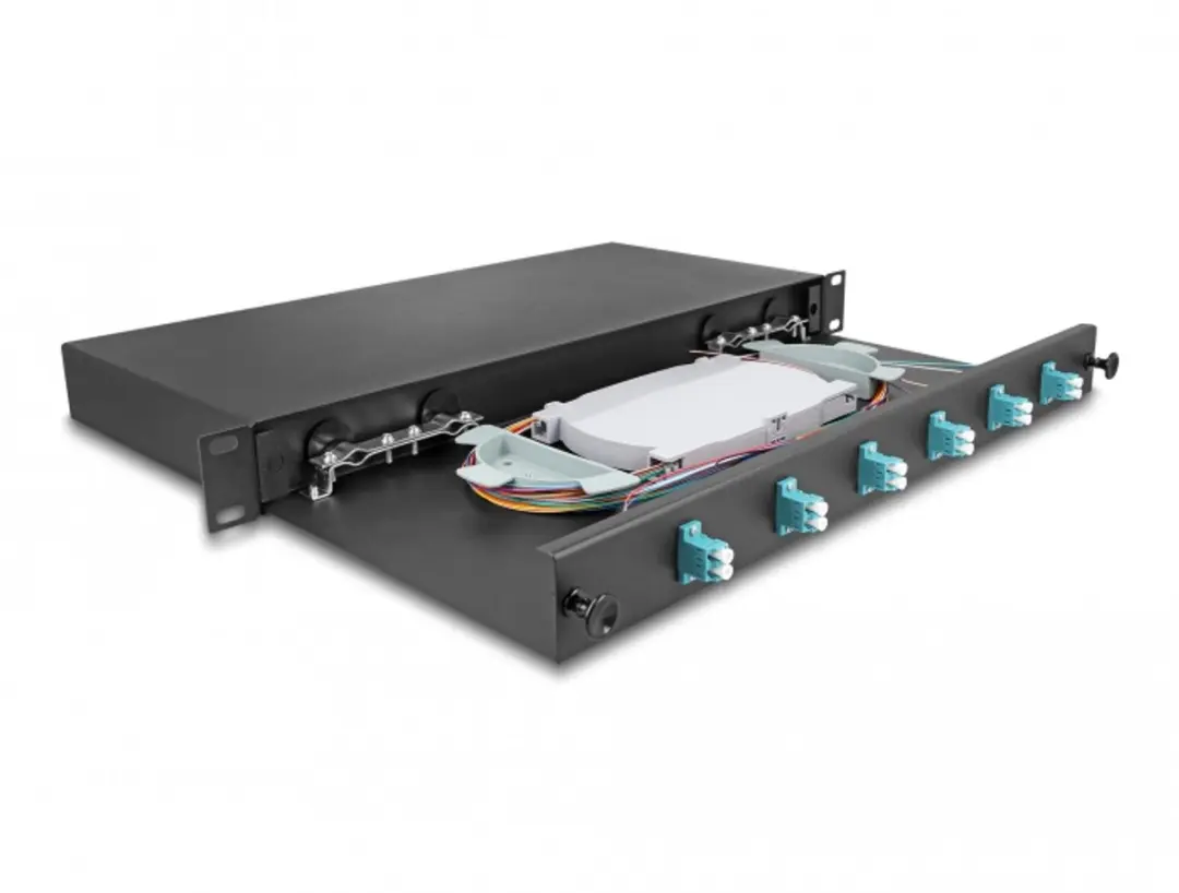 Delock 19" Optische Fiber Splice Box 6xLC OM3 - 1U - Zwart