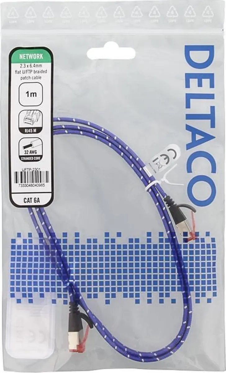 Deltaco UFTP-2301 Netwerkkabel Cat6a - 1m - Blauw
