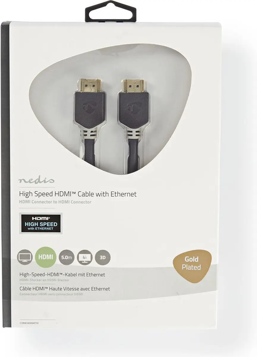 Nedis HDMI-Kabel CVBW34000AT50 4K@60Hz 5m - Antraciet