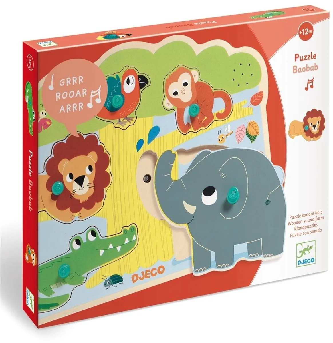 Djeco Geluidenpuzzel De Zoo DJ01708 - 5 Stuks - Multicolor