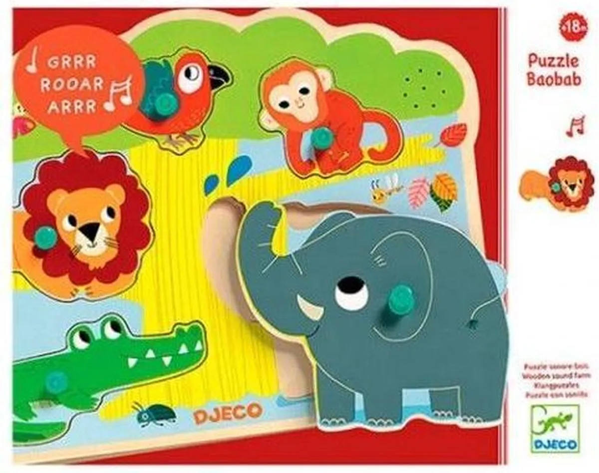 Djeco Geluidenpuzzel De Zoo DJ01708 - 5 Stuks - Multicolor