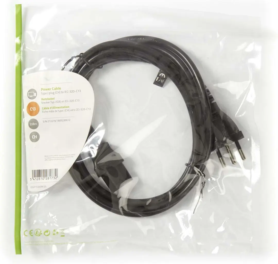 Nedis Stroomkabel CEGL11200BK20 CH Type 12 - 2m - Zwart