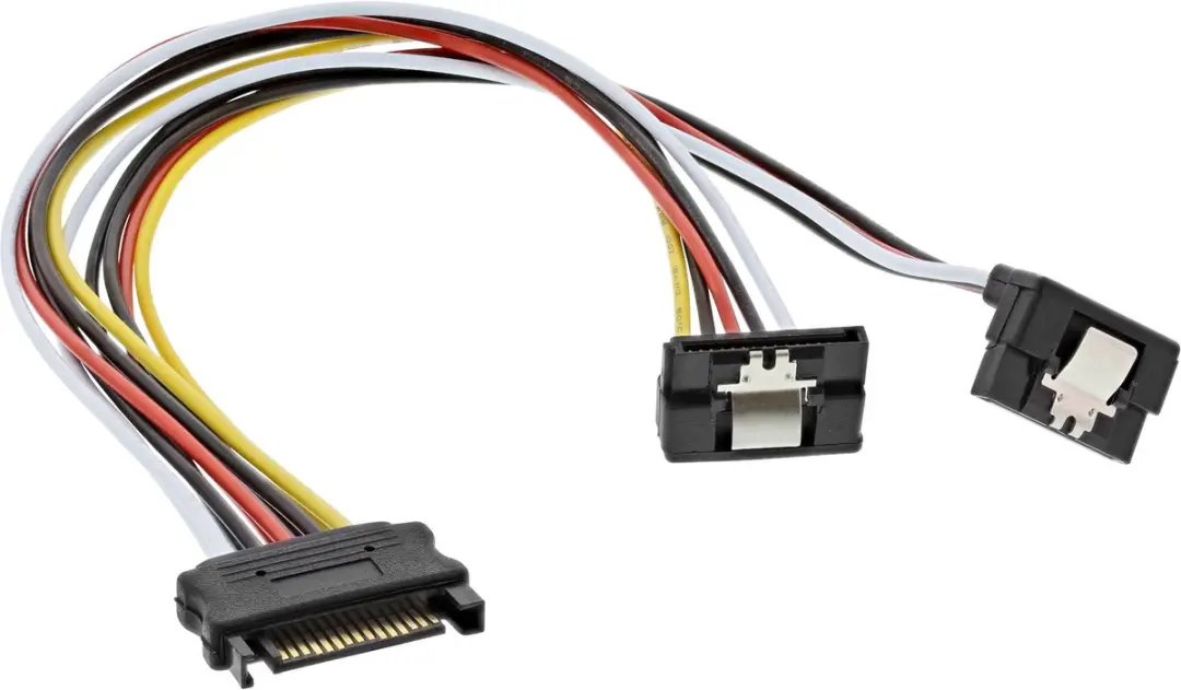 InLine SATA Y-kabel 0,30m - Geel/Oranje/Zwart/Rood