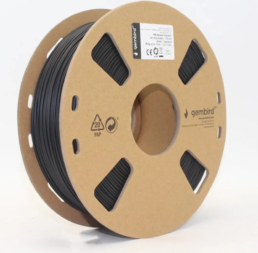 Gembird TPE Flexibel 1.75mm 1kg - Zwart