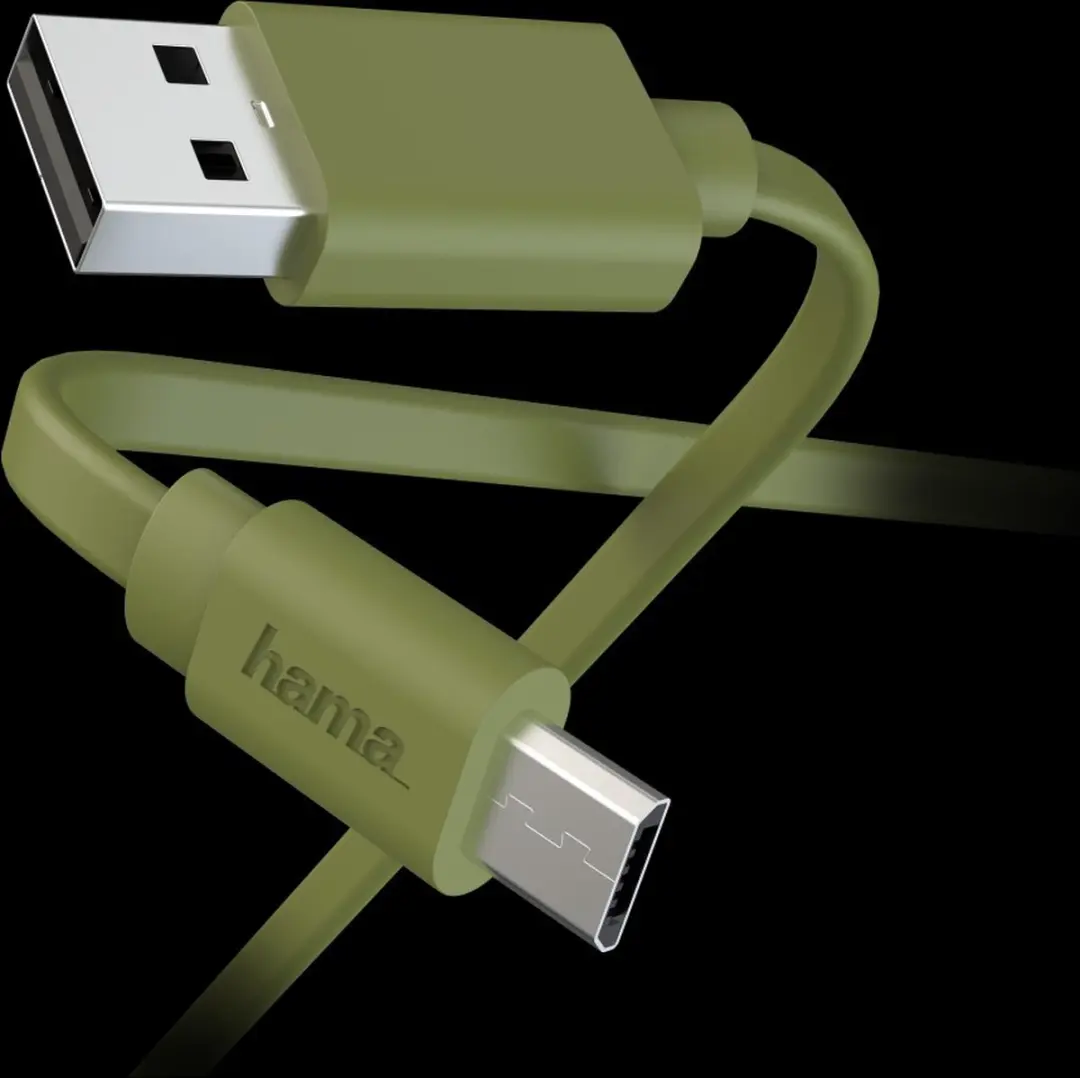 Hama Flat USB-A naar Micro-USB Kabel 1m - Groen