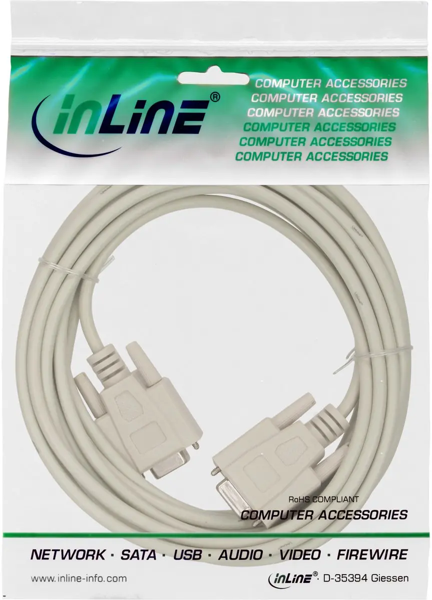 InLine RS232 Null Modemkabel 10m - 9-pins SUB-D
