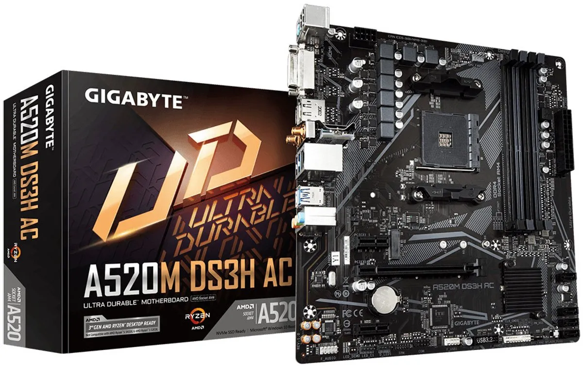 Gigabyte A520M DS3H AC Moederbord - AM4 - microATX