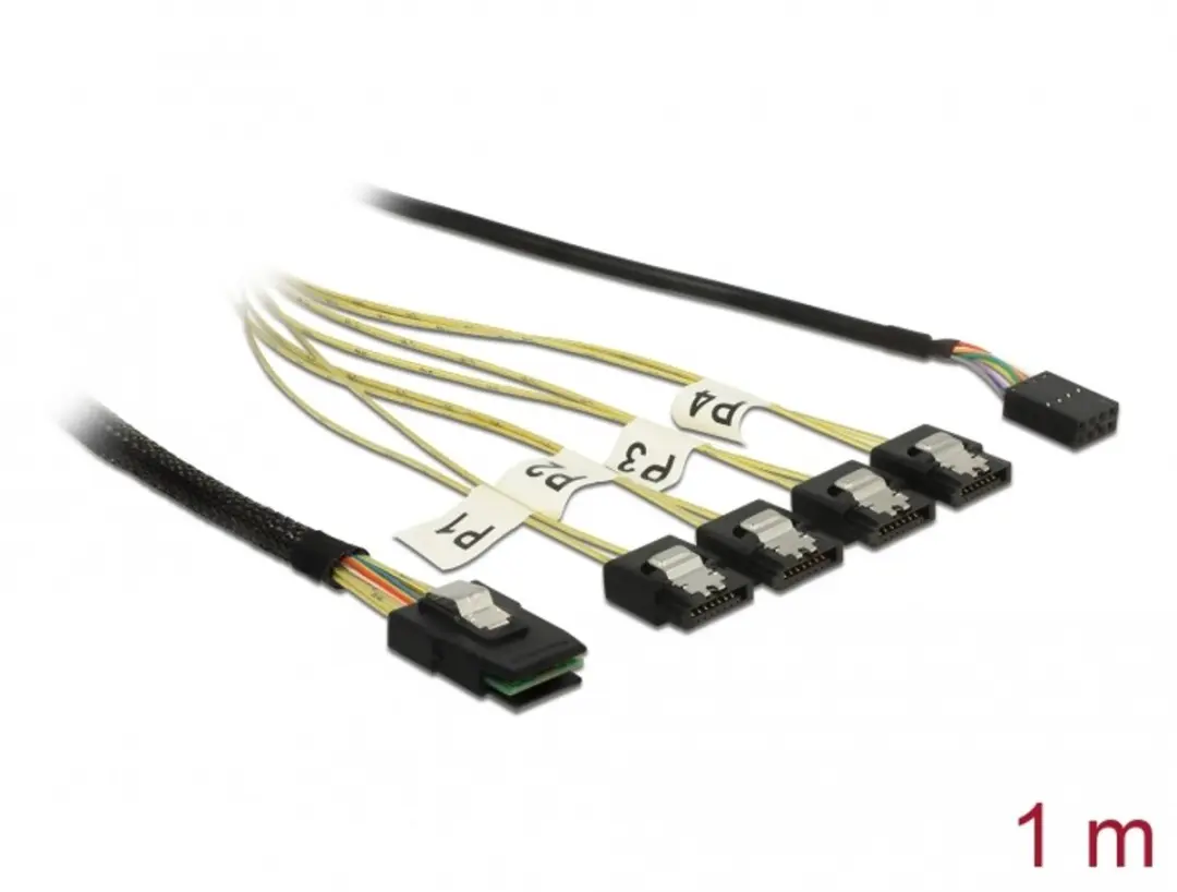 Delock Mini SAS naar 4x SATA Kabel 1m