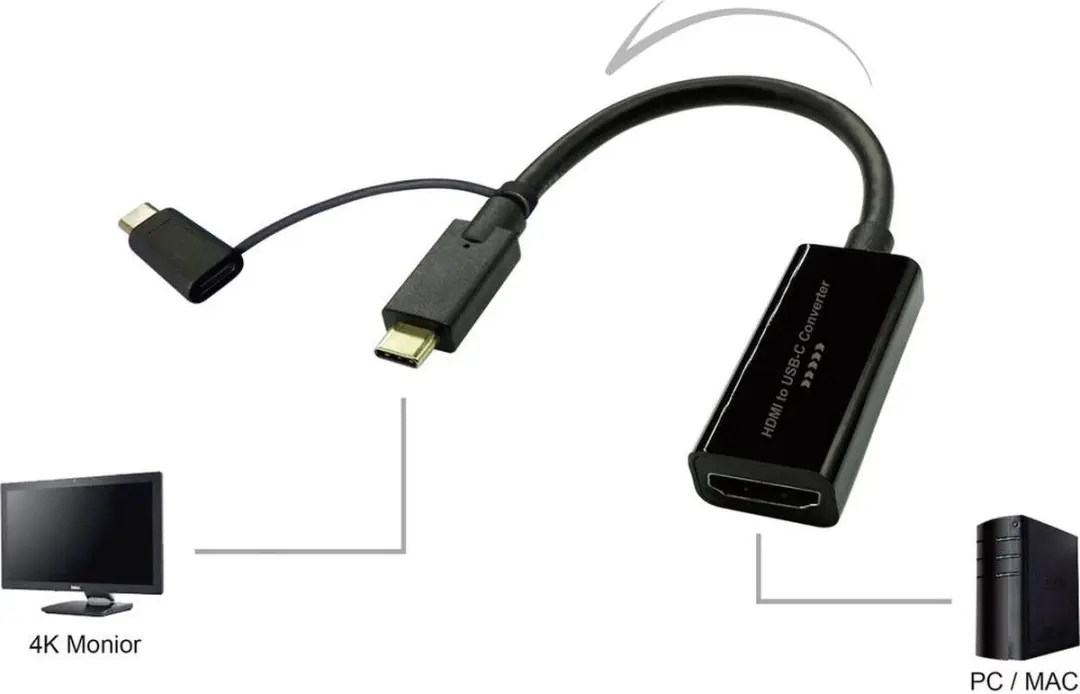 SpeaKa Professional SP-9015340 HDMI naar USB-C Adapterkabel 15cm - Zwart