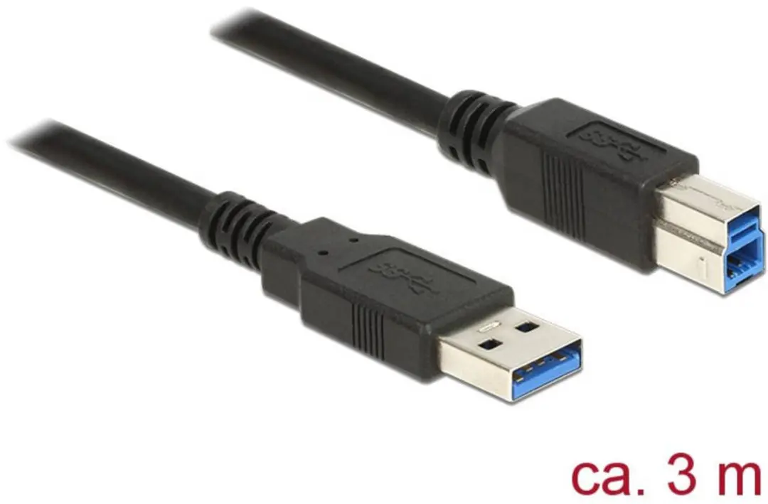 Delock 85069 USB-kabel USB-A naar USB-B 3.0 - 3m - Zwart