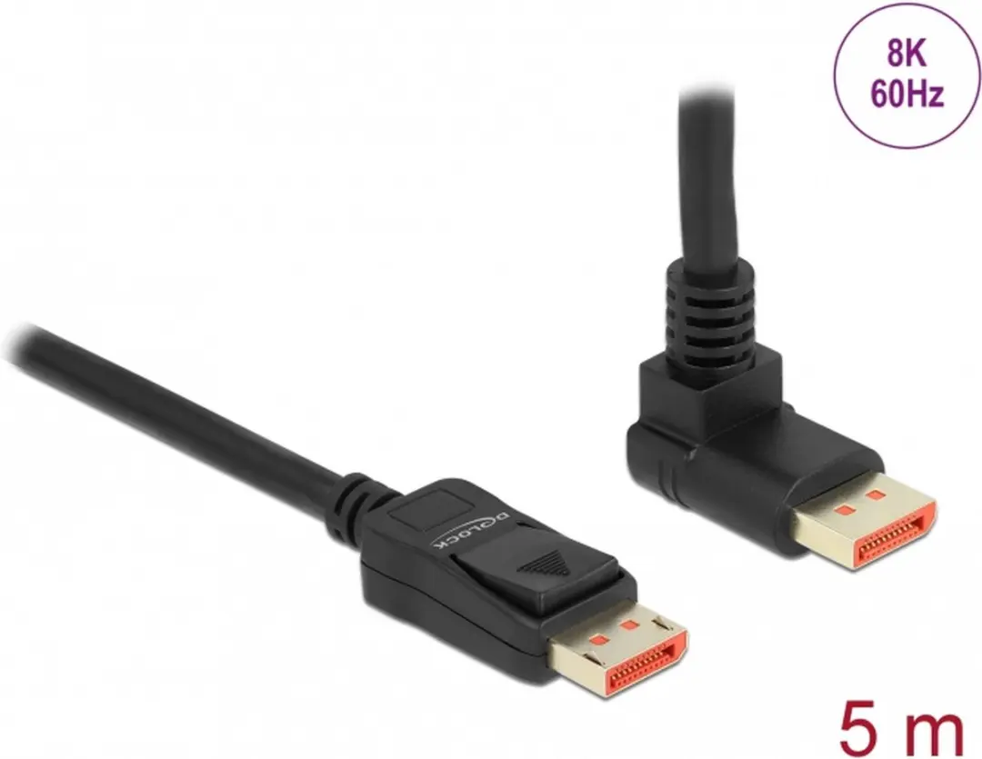 Delock DisplayPort Kabel 1.4 5K/8K 60Hz - 5m - 90° Haaks
