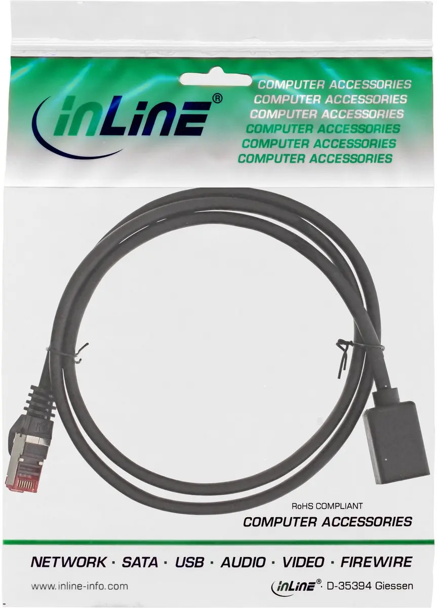 InLine S/FTP Netwerkverlengkabel CAT6 10m - Zwart