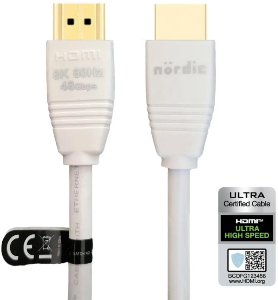 NÖRDIC HDMI-550A HDMI Kabel 8K60Hz - 5m - Wit