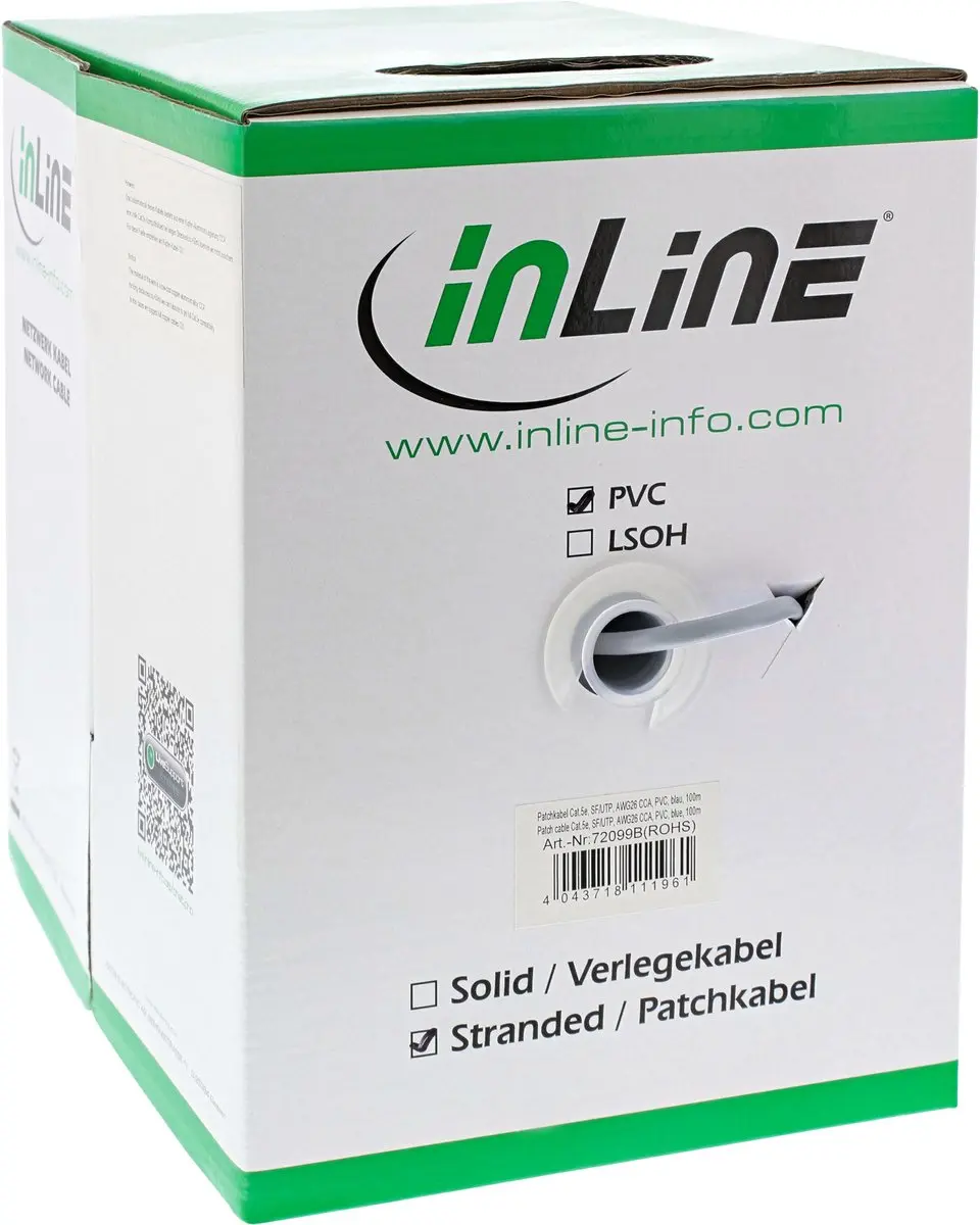 InLine Patchkabel Cat.5e SF/UTP 100m - Grijs