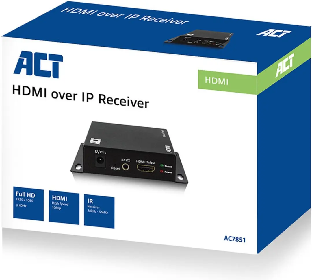 ACT HDMI over IP Receiver AC7851 - Zwart