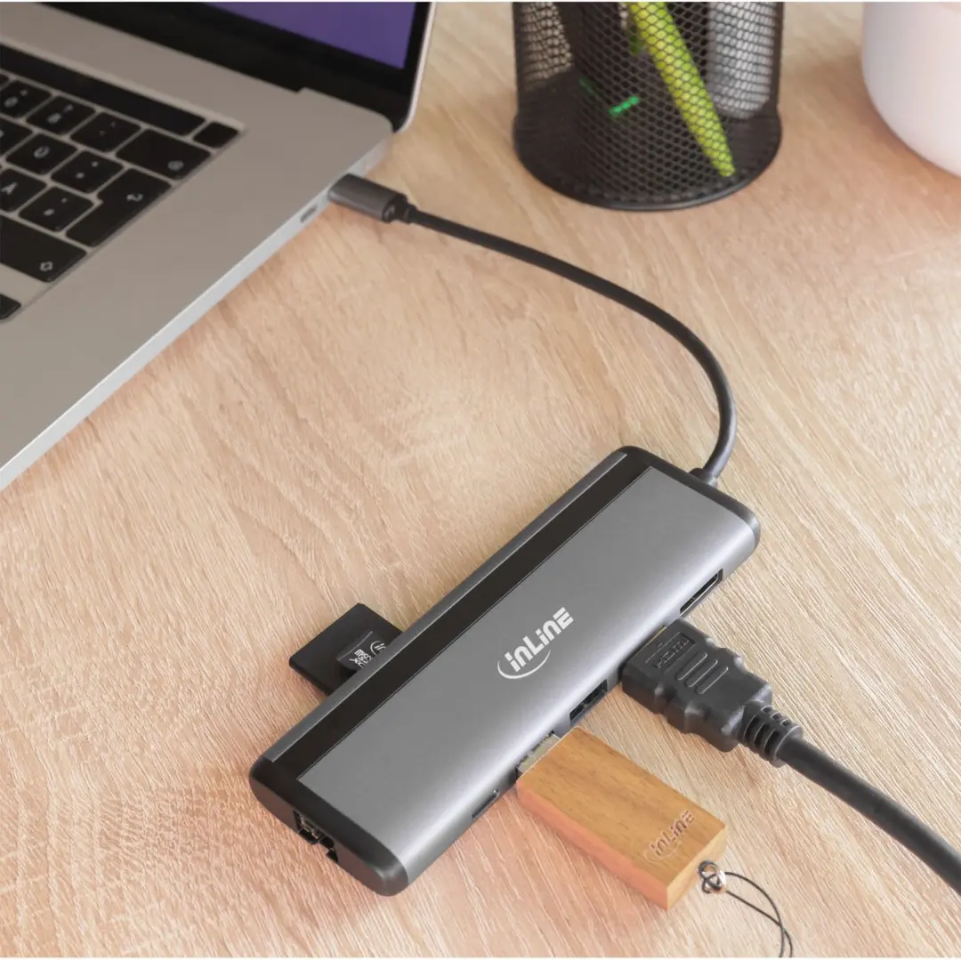 InLine USB-C Multiport Adapter 33278B - Grijs