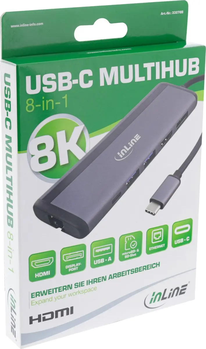 InLine USB-C Multiport Adapter 33278B - Grijs