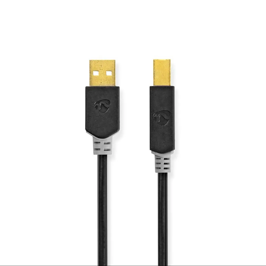 Nedis USB 2.0 A-B Kabel 1m - Verguld - Antraciet