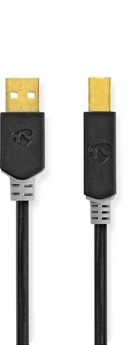 Nedis USB 2.0 A-B Kabel 1m - Verguld - Antraciet