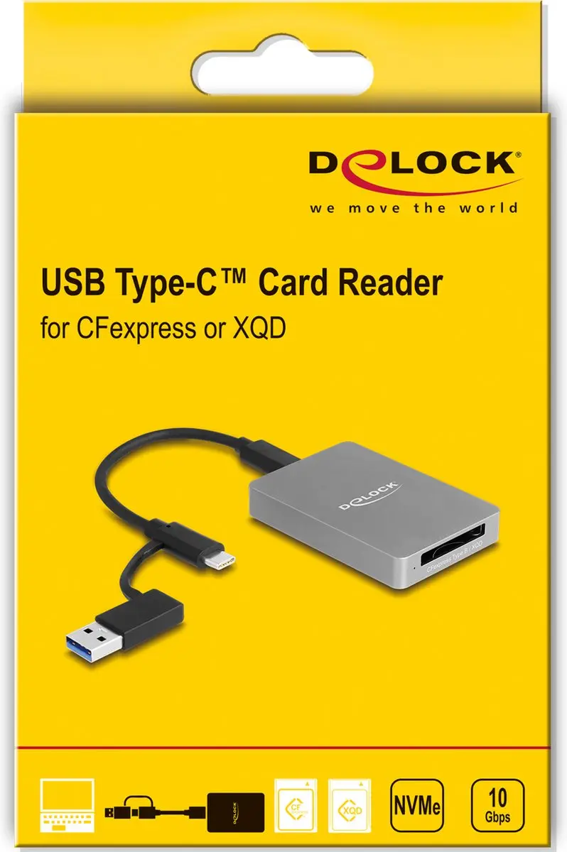 Delock USB Type-C Card Reader CFexpress/XQD - Grijs