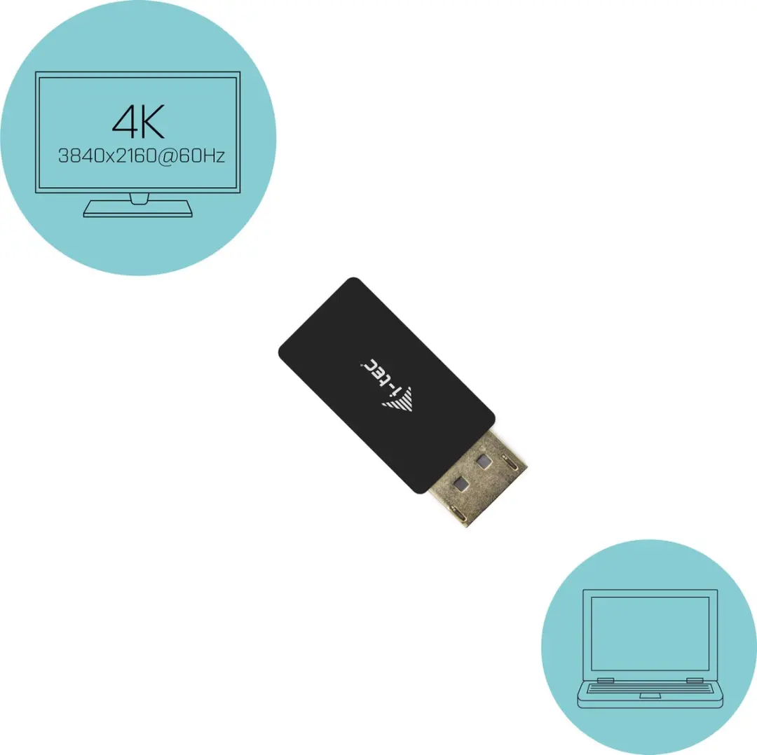 I-tec DP2HDMI4K60HZ DisplayPort naar HDMI-adapter - Zwart
