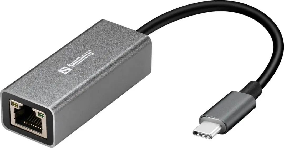 Sandberg 136-04 USB-C naar Netwerk Converter - Zwart/Grijs