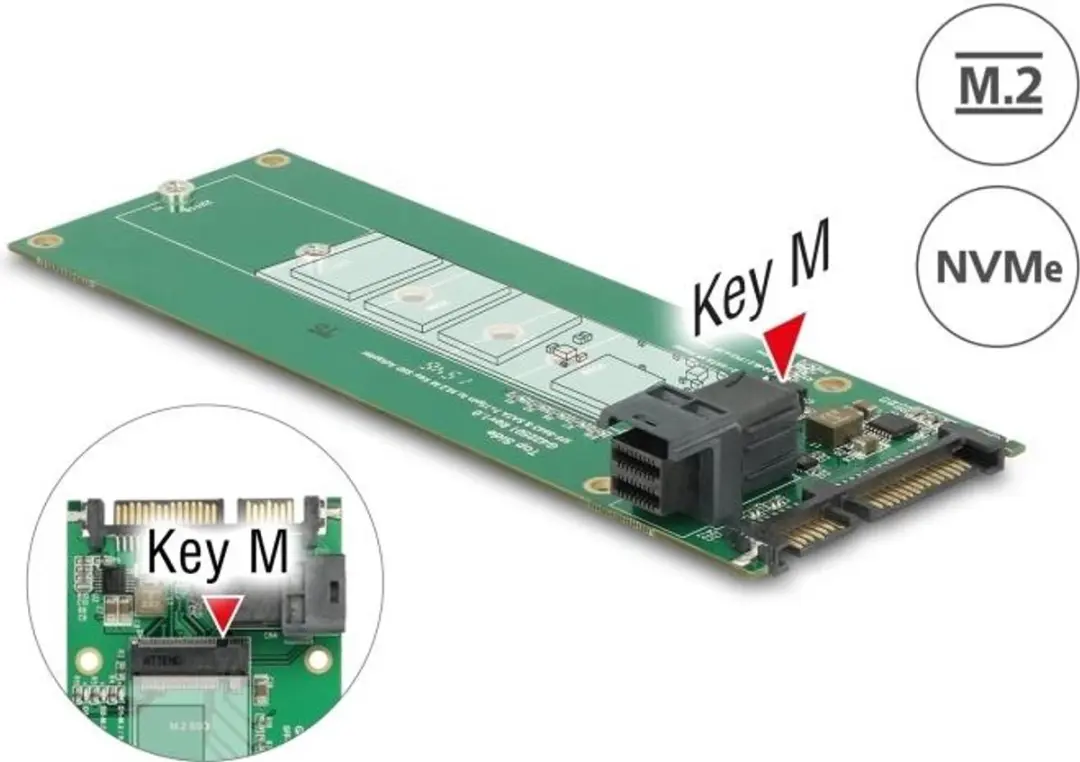 Delock SATA naar M.2 NVMe Converter 62703 - Groen