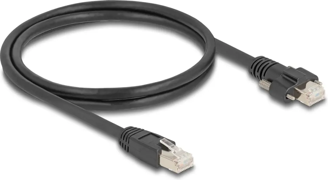 Delock RJ45 Kabel 1m Cat.6A S/FTP - 20mm Schroefafstand - Zwart