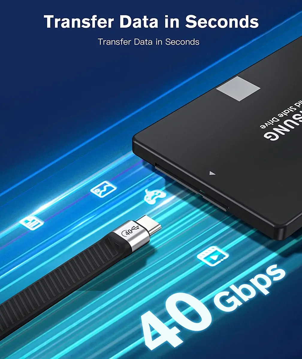 NÖRDIC USB4-014 USB-C Kabel 40Gbps 100W Thunderbolt 3 - 14cm - afbeelding 2 van 5