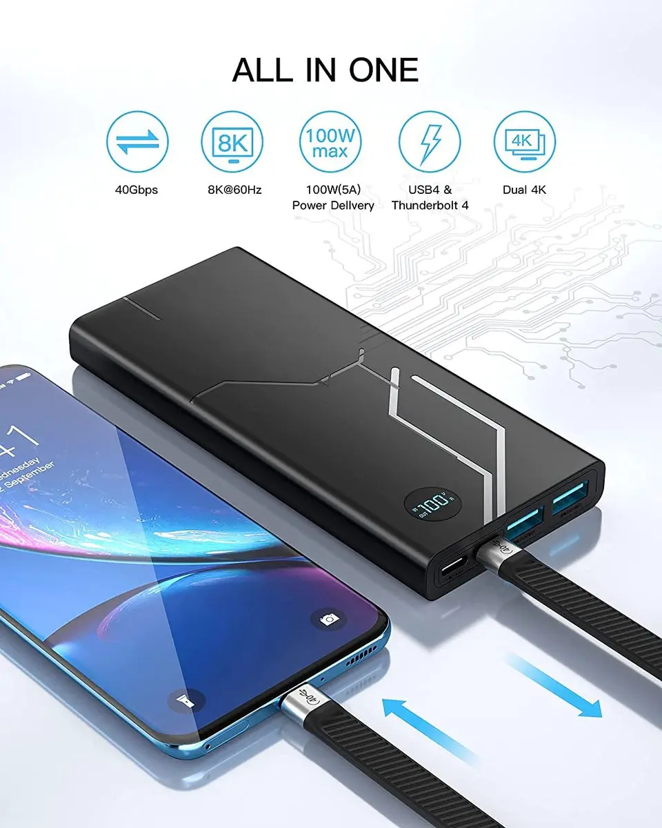 NÖRDIC USB4-014 USB-C Kabel 40Gbps 100W Thunderbolt 3 - 14cm - afbeelding 5 van 5