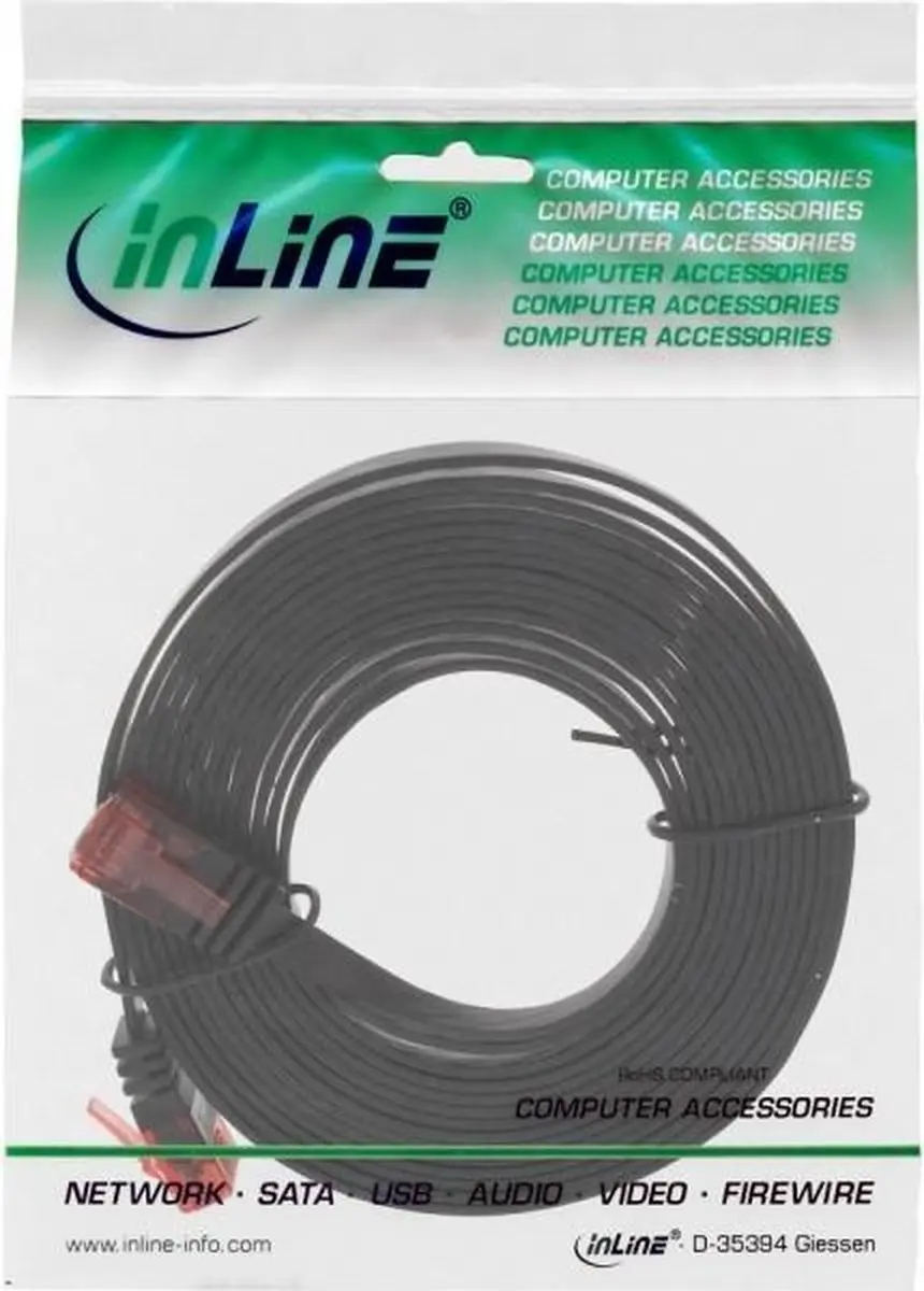 InLine® Patchkabel plat, U/UTP, Cat.6, zwart, 3m