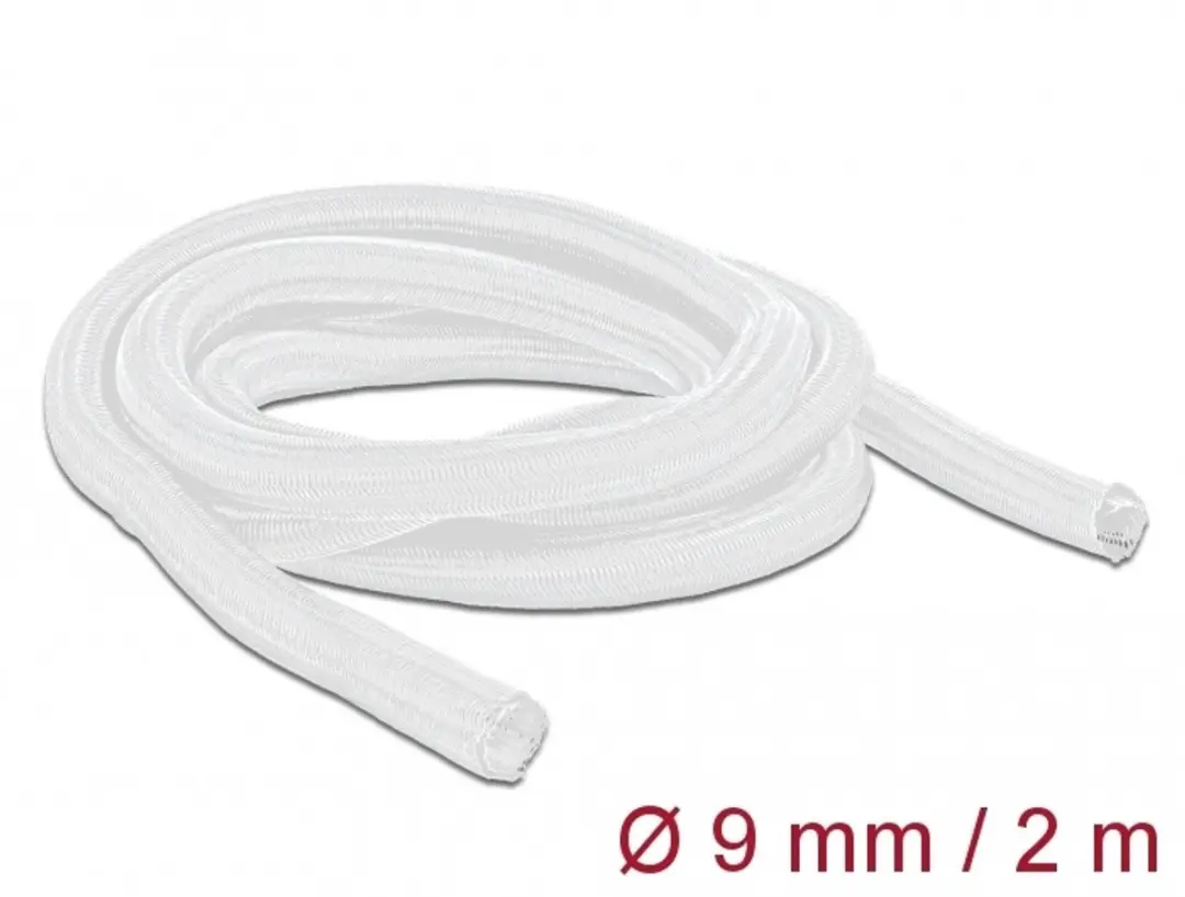 Delock Braided Sleeve self-closing 2 m x 9 mm white
