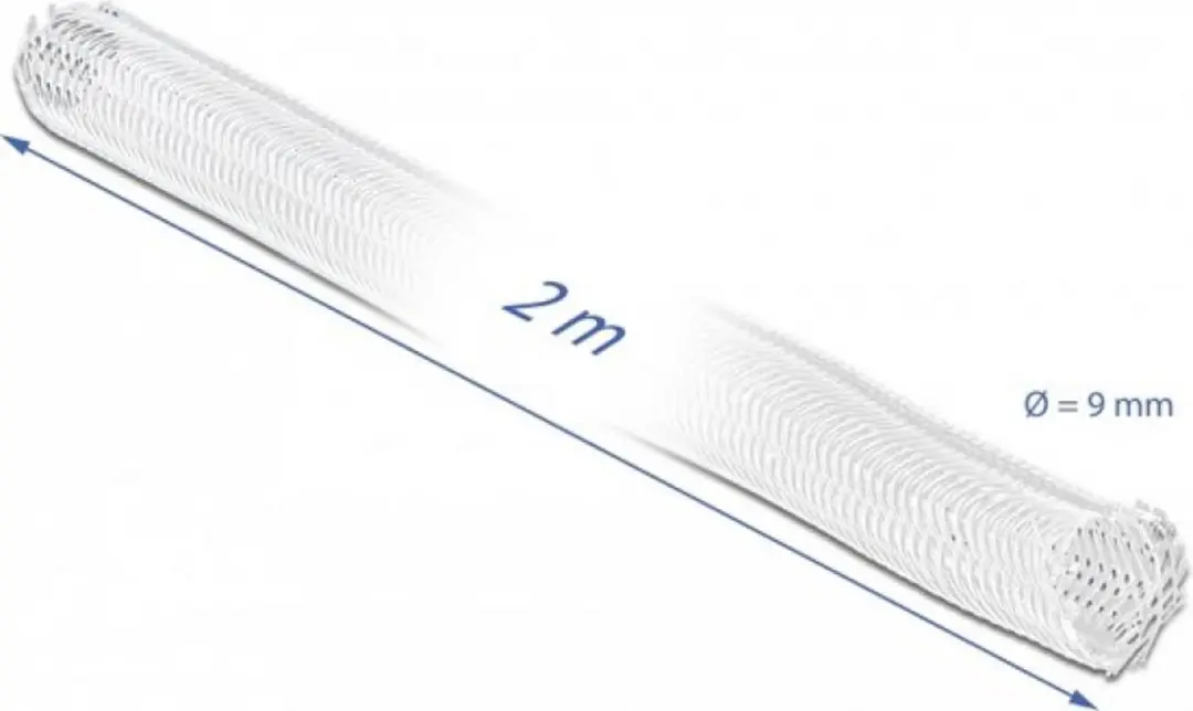 Delock Gevlochten Kous 2m x 9mm - Wit