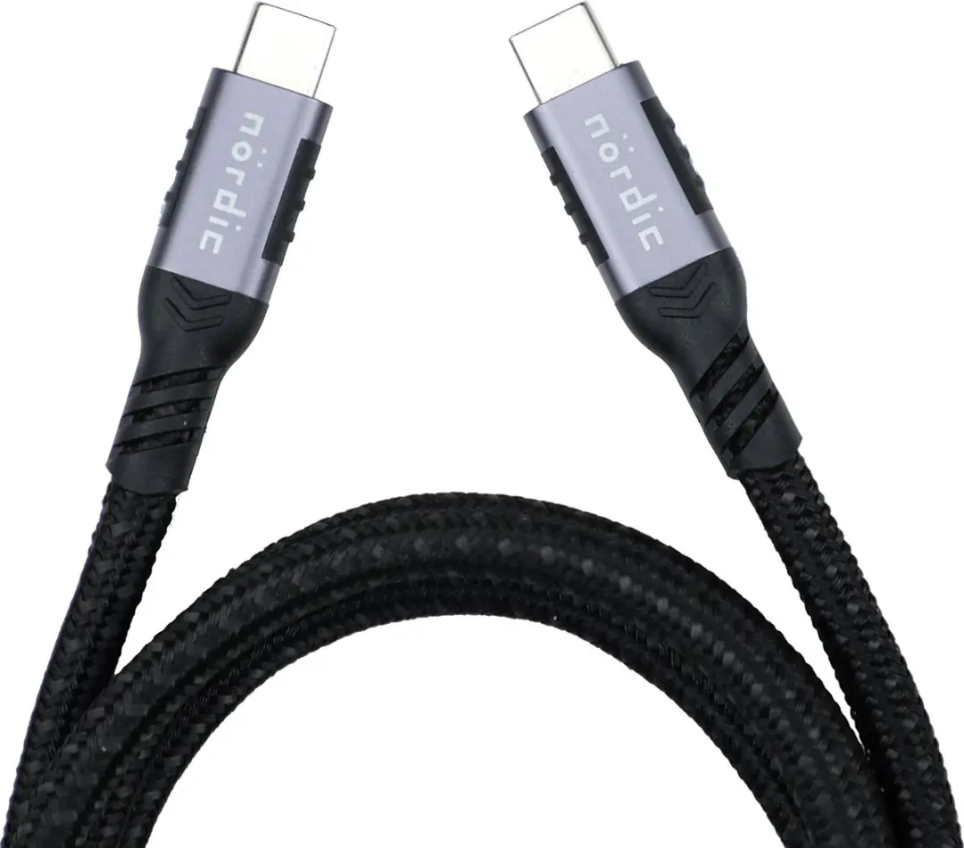 NÖRDIC USBC-N1374 USBC-kabel - 10Gbps 100W Spacegrijs