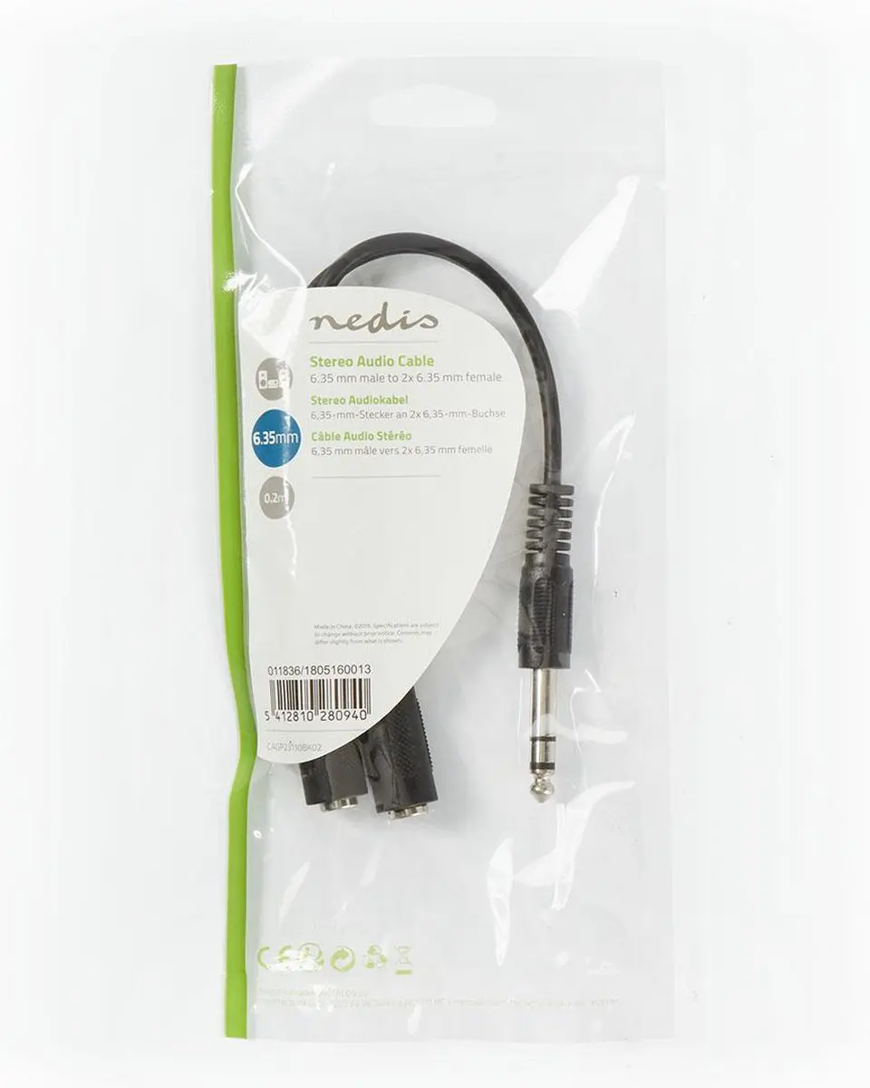 Nedis Stereo-Audiokabel CAGP23110BK02 - 0,20m - Zwart