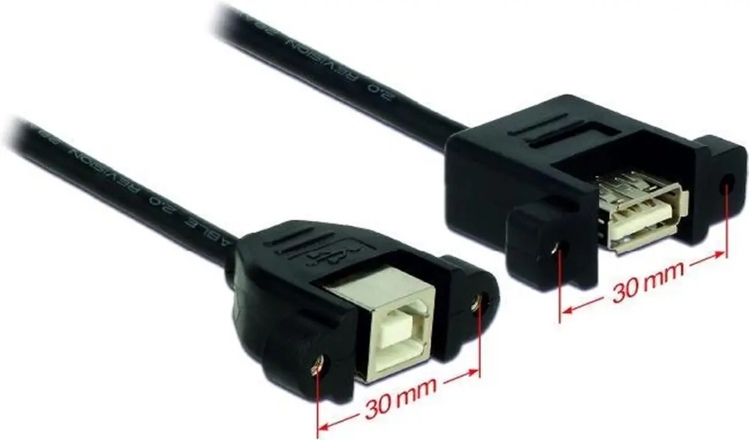 Delock USB 2.0 A naar B Female Kabel 0,25m - Zwart