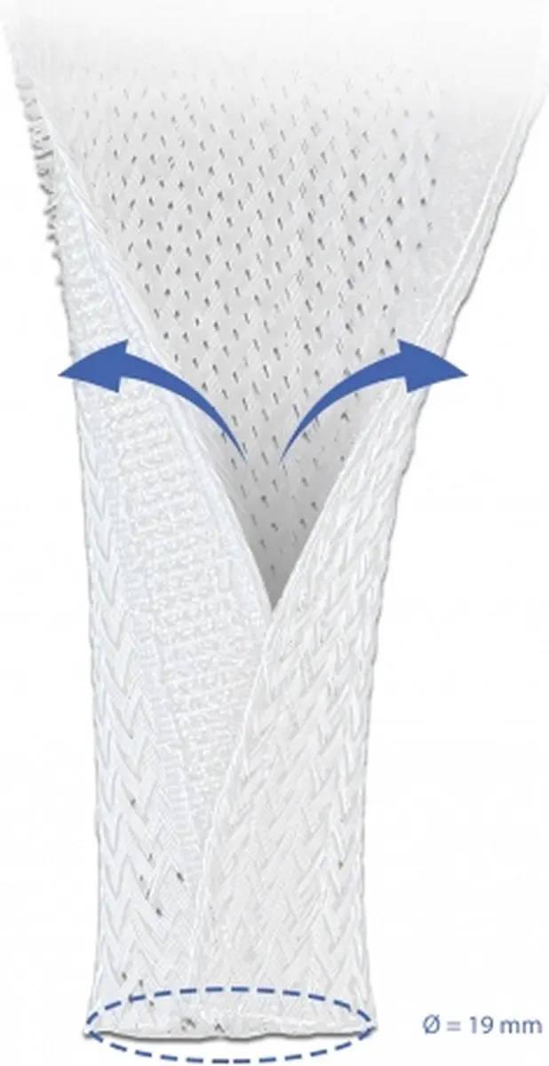 Delock Gevlochten Sleeving 10m x 19mm - Wit