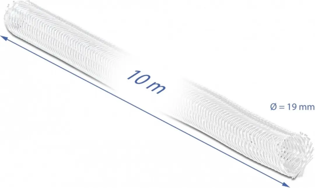 Delock Gevlochten Sleeving 10m x 19mm - Wit
