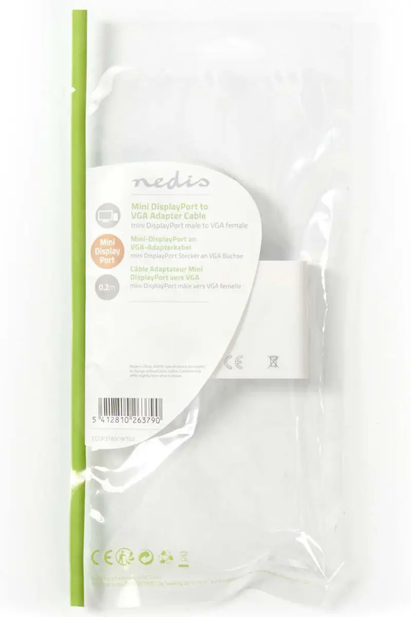 Nedis Mini DisplayPort-VGA Kabel 21.6 Gbps 0.2m - Wit