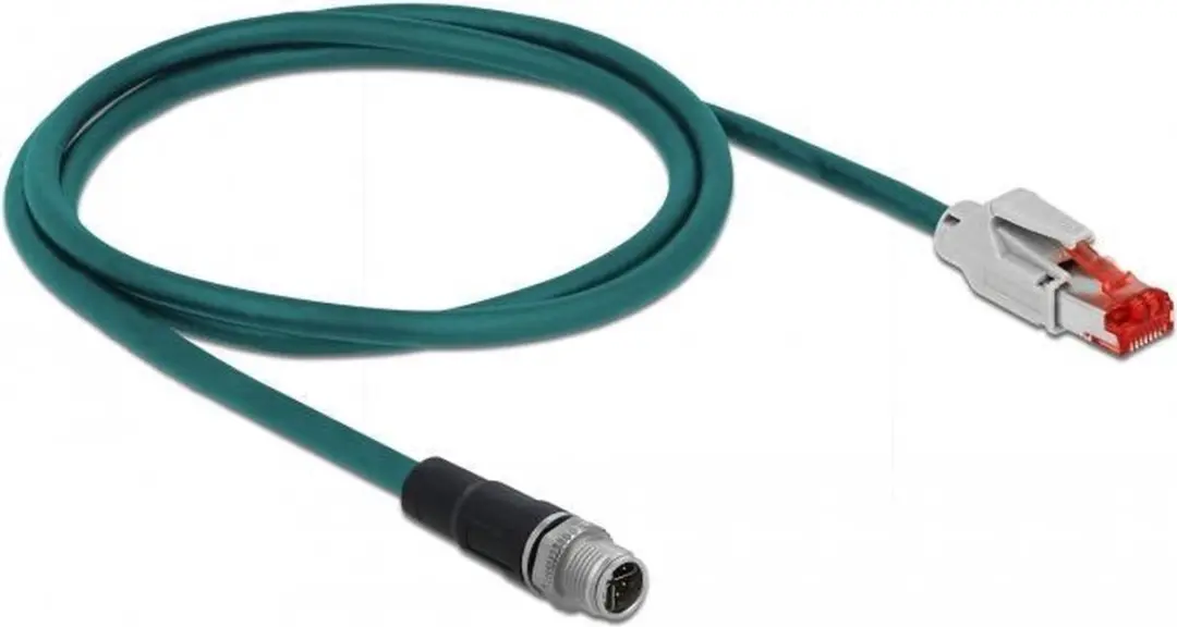 Delock M12 8-pin X-gecodeerd naar RJ45 CAT5E Kabel 1m - Blauw