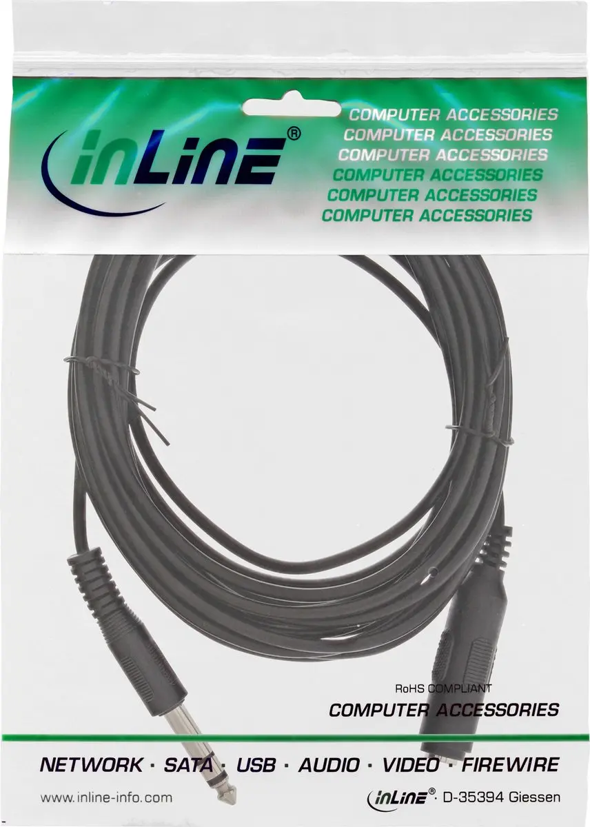 InLine 99935A Audiokabel 5m 6,35mm - Zwart