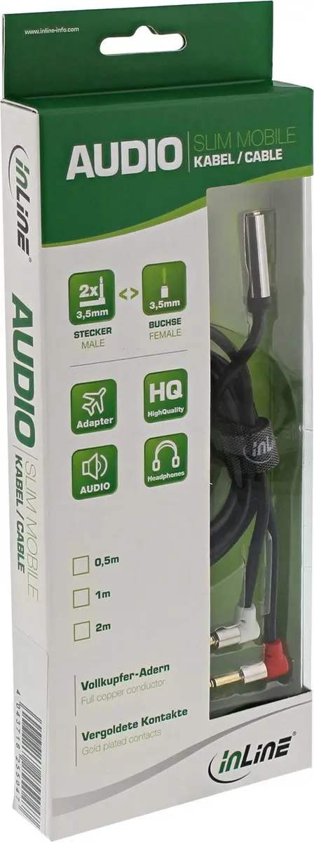 InLine Premium 3,5mm Jack Vliegtuigadapter 2m - Zwart