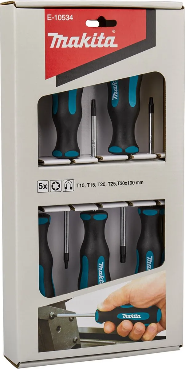 Makita E-10534 Schroevendraaierset - 5-delig T10/T15/T20/T25/T30 - Zwart