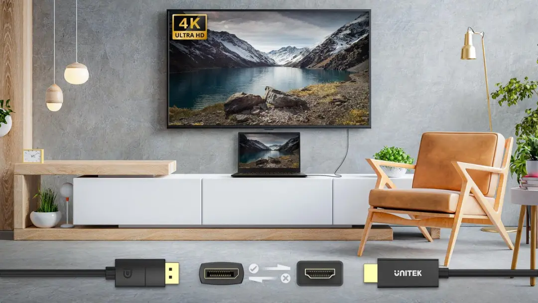 Unitek DisplayPort naar HDMI 2.0 Adapterkabel 1,8m - 4K 60Hz Transparant - afbeelding 6 van 6