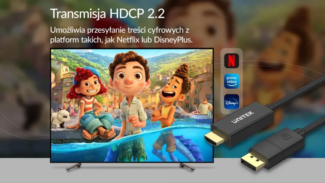 Unitek DisplayPort naar HDMI 2.0 Adapterkabel 1,8m - 4K 60Hz Transparant