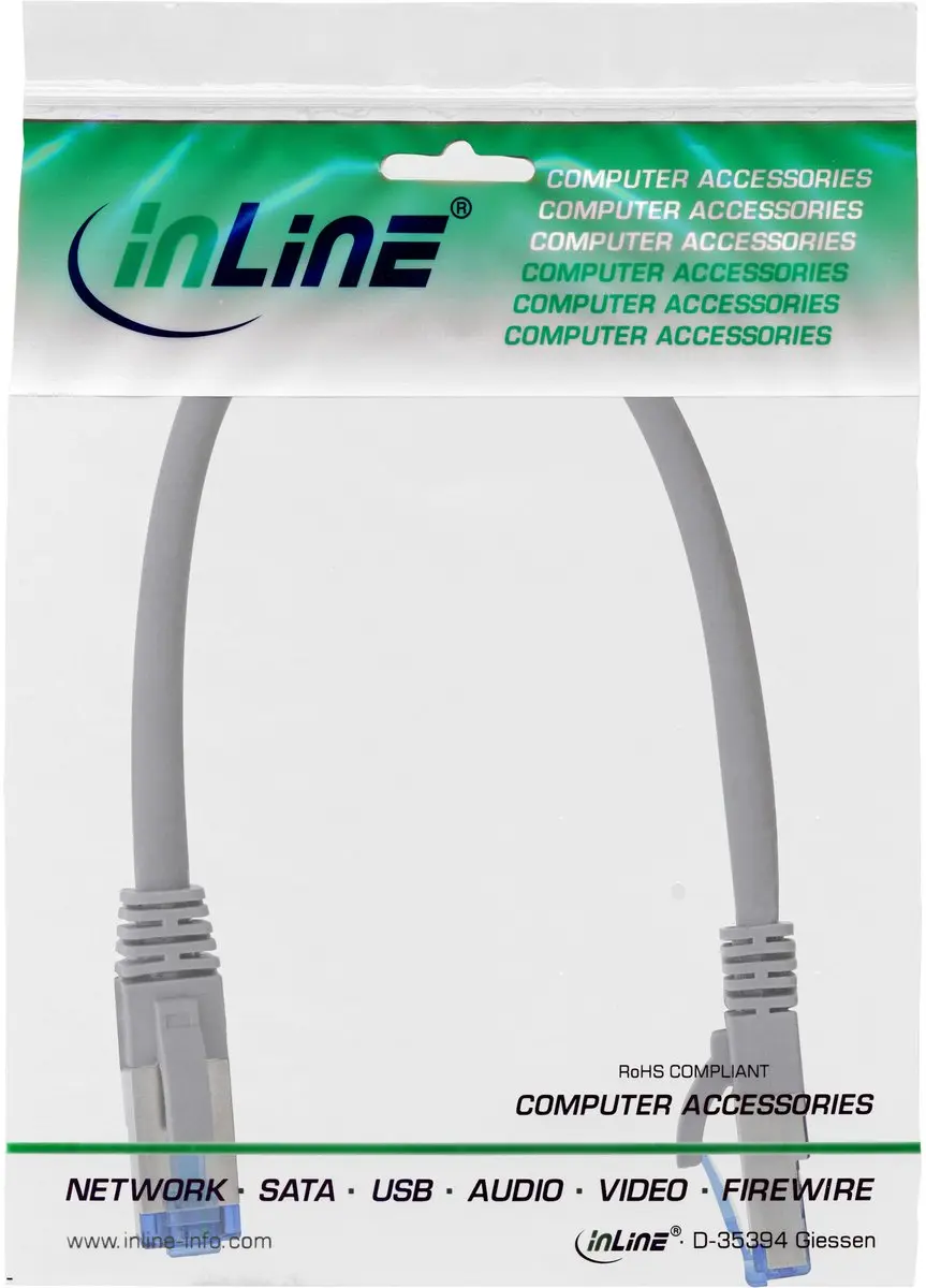 InLine 76821 Netwerkkabel Cat6a S/FTP - 0,25m - Grijs