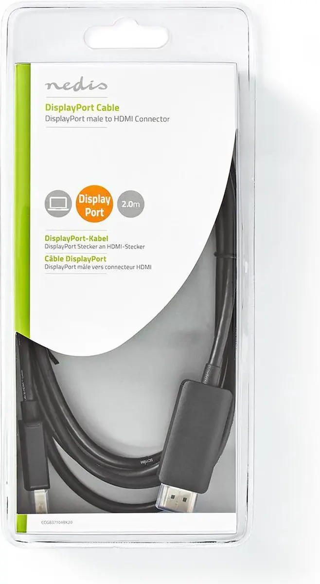 Nedis DisplayPort-HDMI Kabel 4K60Hz 2m - Zwart