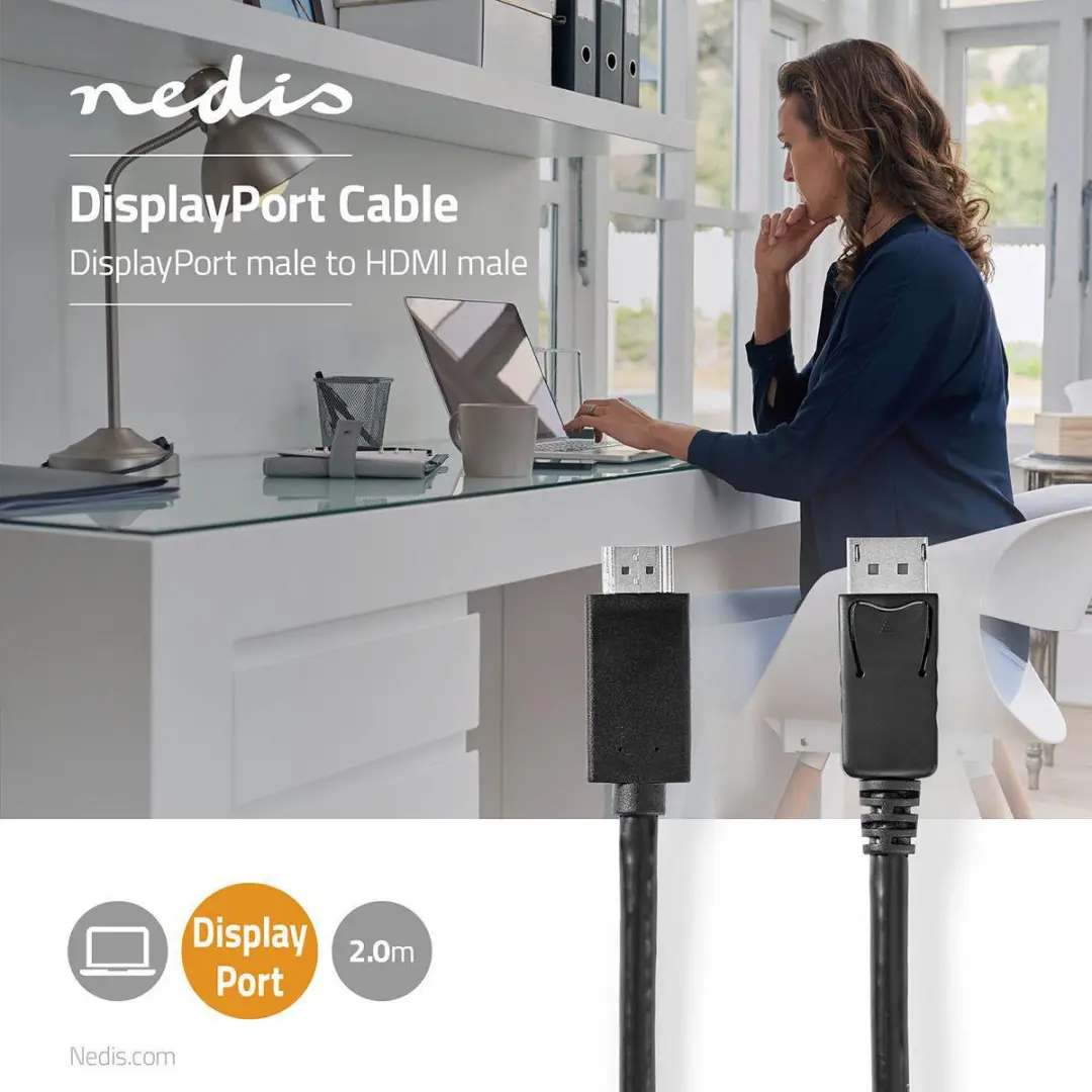 Nedis DisplayPort-HDMI Kabel 4K60Hz 2m - Zwart